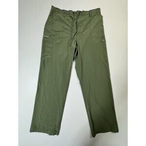 Dickies Cargo Scrub Pants XL Tall Olive Green Elastic Waist Drawstring Pockets
